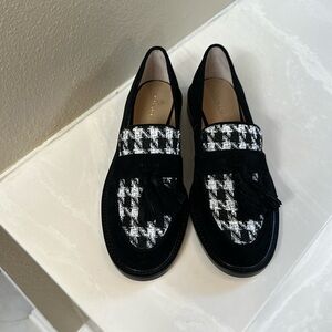 Ann Taylor Black and White Houndstooth Loafers